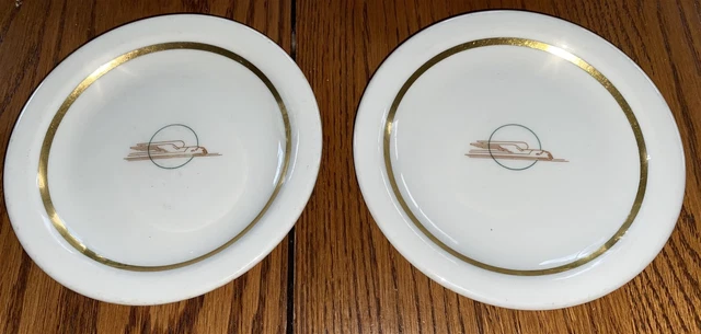 6 Union Pacific Railroad Winged Streamliner Art Deco Dining Car 5.5" plates H-8 2