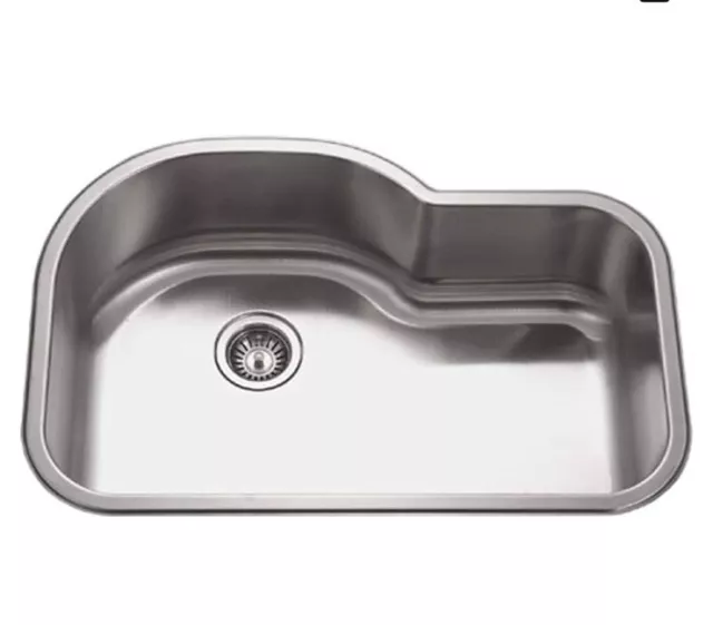 Kitchen Sink. HOUZER MH-3200 Undermount Stainless Steel Offset Single Bowl