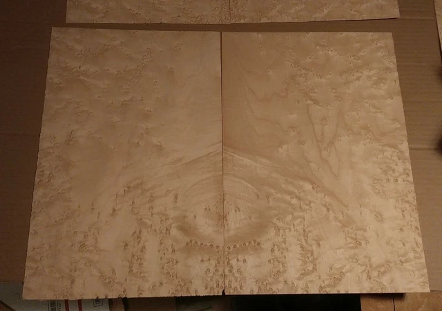 2 pcs. Birdseye maple veneer 16" x 11" each wood  1/42" crack
