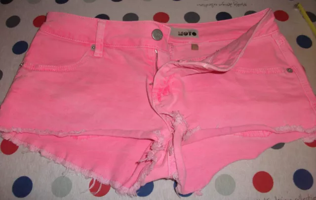 Pink Denim 'cut off' Shorts TOPSHOP MOTO W28 (UK10) Clubbing Holiday in VGC