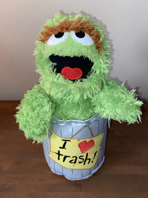 SESAME STREET PLUSH Oscar The Grouch Stuffed Animal I Love Trash Can SESAME STREET PLUSH Oscar The Grouch Stuffed Animal I Love Trash Can
