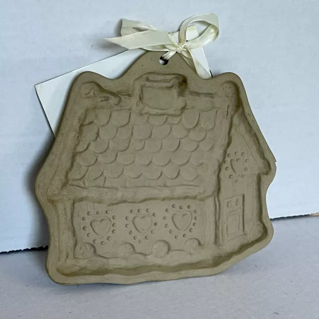Brown Bag Cookie Mold Gingerbread House Christmas Cottage Stoneware Baking Tool