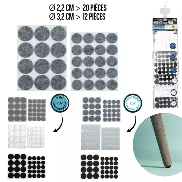 Paquet de 32 Patin Antidérapant Pour Chaise et Fauteil 2,2cm x 20 3,2cm x 12