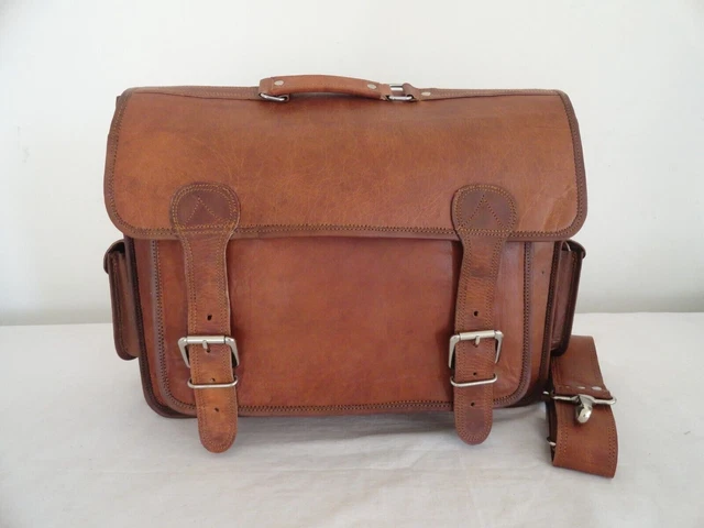 Ancien Porte-documents / Sous-main De Bureau Alessandro Venanzi En Cuir Marron, Style Cartable