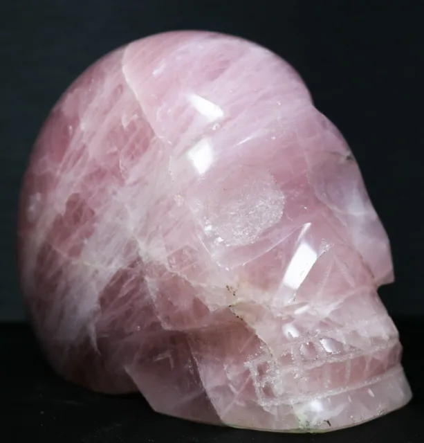 Natural Pink Rose Crystal Carved Clear quartz Crystal Gem Stone skull reiki heal