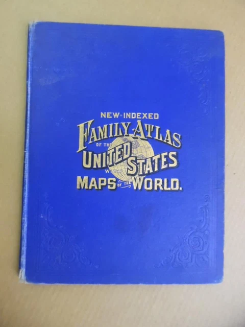 1882 Watson Tenney Family Atlas of the United States with Maps of World Antique
