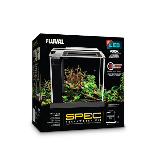 Fluval Spec Aquarium Kit - Black - 2.6 Gallon - Desktop Glass Aquarium - 10515