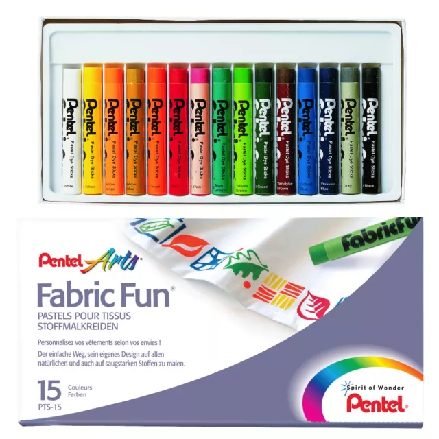 Pentel Stoffmalkreide 15 FarbenSet PTS-15 Stoffmalfarbe