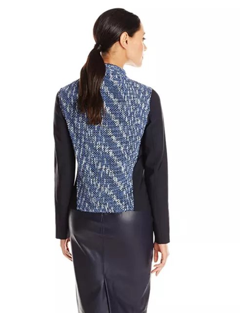 Elie Tahari Claire Mixed Media Tweed Open Front Jacket Small $398 3