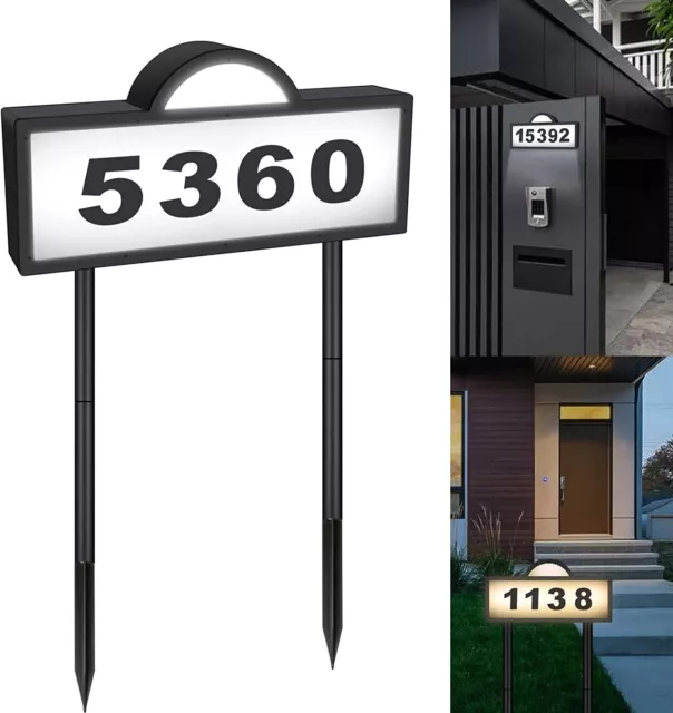 Solar LED Address Sign Light Stake Lighted House Numbers for Home Street Yard US