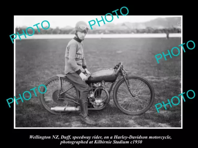 OLD HISTORIC PHOTO OF WELLINGTON NZ HARLEY DAVIDSON SPEEDWAY MOTORCYCLE c1930