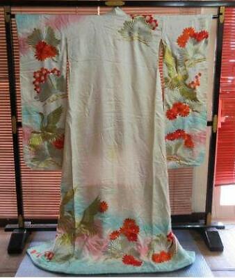 Japanese kimono Color Uchikake Vintage  silk wedding flower gorgeous embroidery