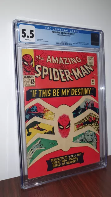 Amazing Spider-Man 31 5.5 CGC 1st Appearance Of Gwen Stacy 1965 White Pages