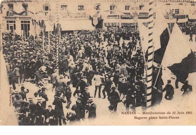 evenement.n°59769.grèves.nantes.manifestations du 14 juin 1903.bagarre place