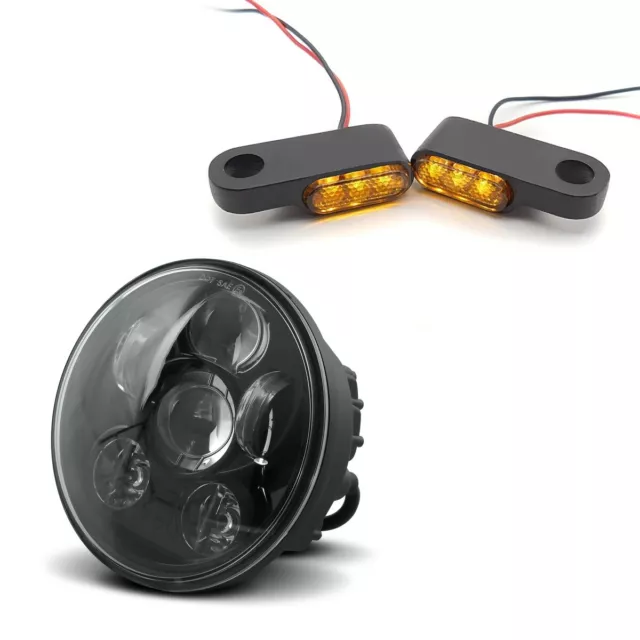 Faro Anteriore Set per Harley Softail Standard + LED Frecce manubrio