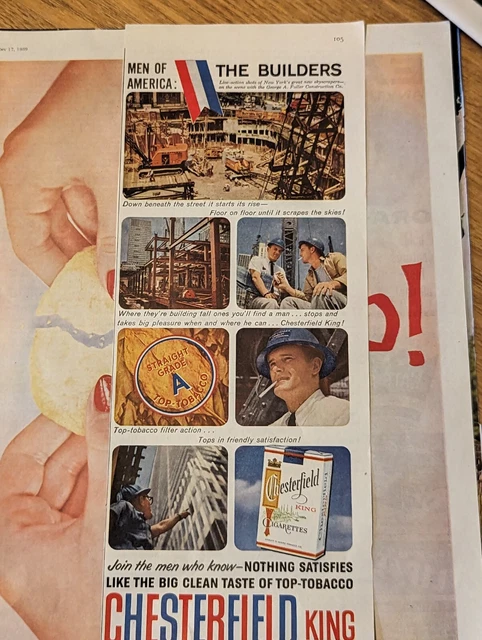 1959 Chesterfield Kings Cigarettes Vintage Magazine Print Advertisement