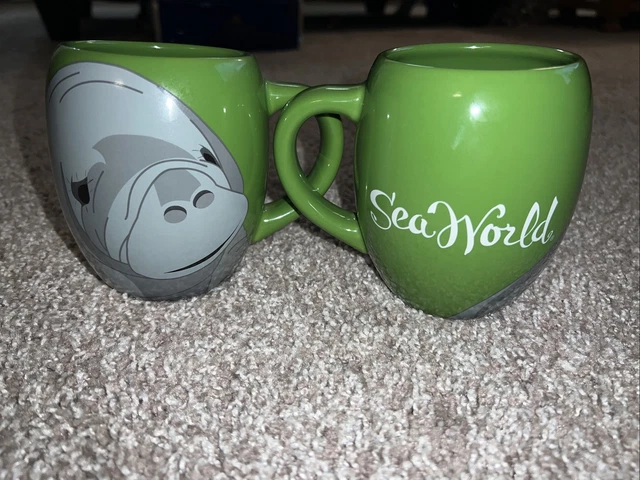 Sea World Green Ceramic Coffee Mug Seal Sea Lion 18 oz Souvenir Cups