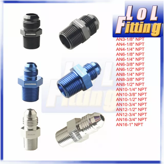 Aluminum AN3/4/6/8/10/12 To NPT Straight Fuel Oil Hose Thread Fitting Adapter