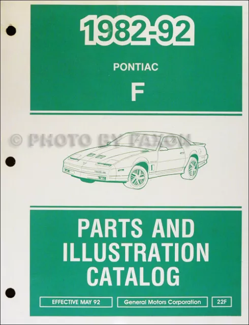 1992 Pontiac Firebird and Trans Am Parts Book Illustrated Master Catalog