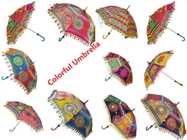 Al por Mayor Muchos 20 Piezas Fiesta Boda Decorativo Jaipuri Craft Tela Paraguas