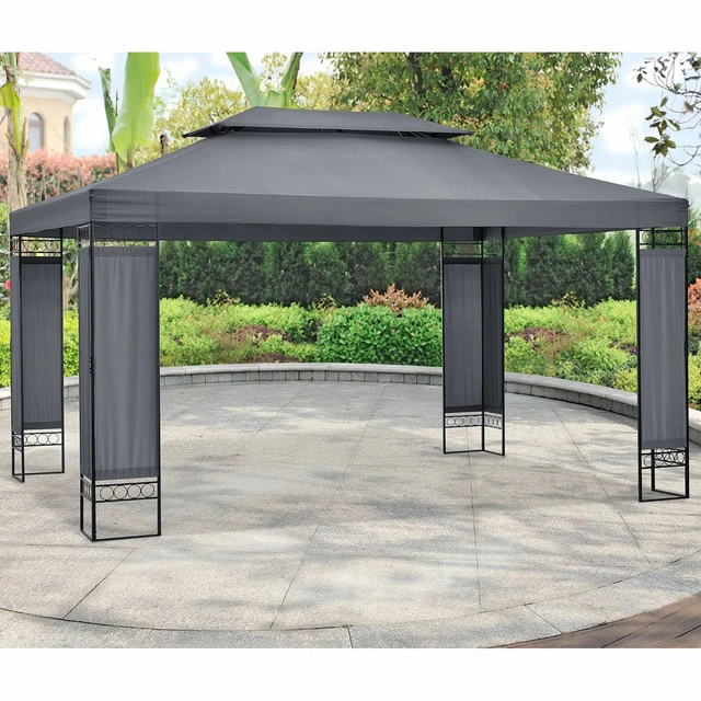 Pavillon Gartenzelt Partyzelt Gartenpavillon beige grau blau 3x4 m Juskys® 6