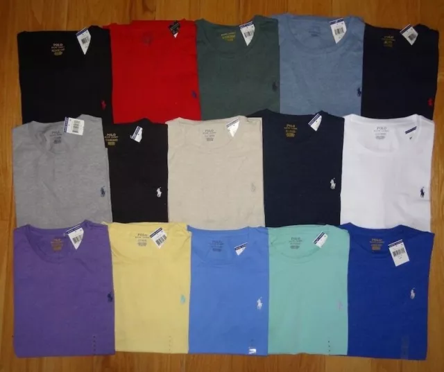 Ralph Lauren Mens T-Shirt 100% Cotton Adult Crew Neck Short Sleeve Slim Fit Top