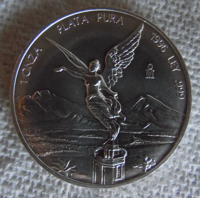 1996 1 oz Troy Fine Silver .999 Mexico Angel De La Libertad Liberty Plata Pura