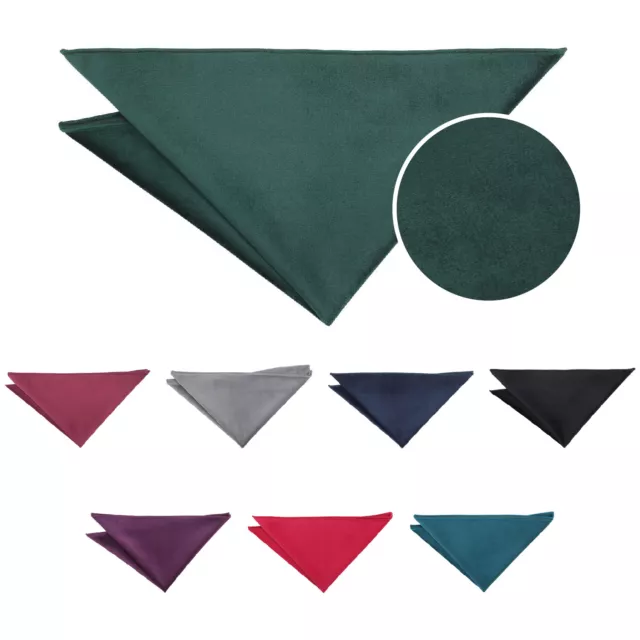 Mens Plain Velvet Formal Casual Wedding Pocket Square Handkerchief Hanky by DQT