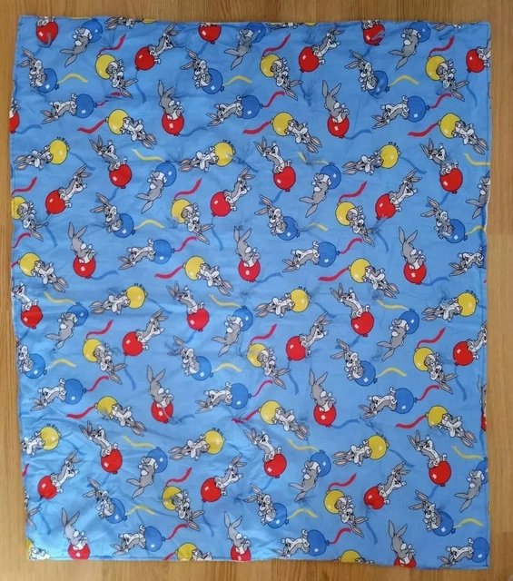 Baby BUGS BUNNY Edredón Cuna Manta de Franela Atados a Mano Globos Azul 41x34