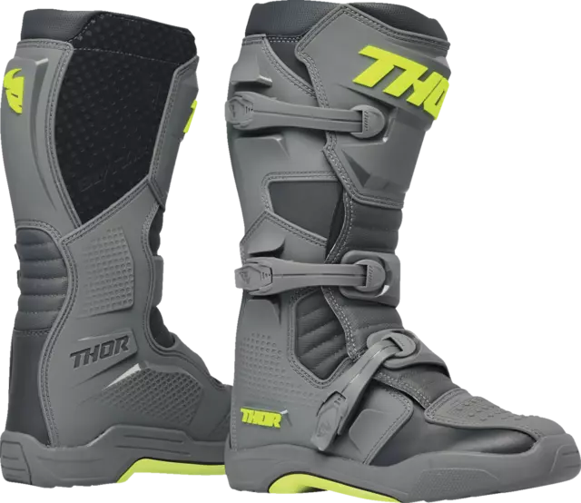 Thor Blitz Xr Adult Motocross Boots Mx Boot 2024 Grey / Acid Adult All Sizes