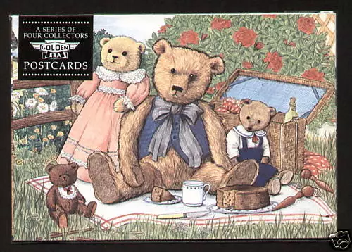 TEDDY BEAR FAMILIES POSTCARDS Set of 4 - Steiff Cattley Bruin Merrythought Aetna