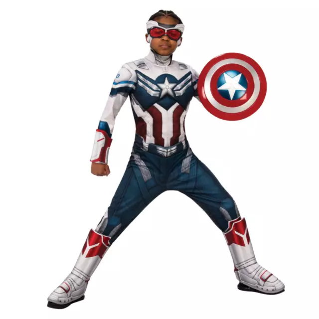 Boys Official Captain America Deluxe Costume Kids Fancy Dress Avengers Superhero