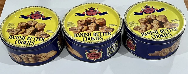 VINTAGE 1960 Tin - Danish Butter Cookies Elsinore  - Lot of Three (3)