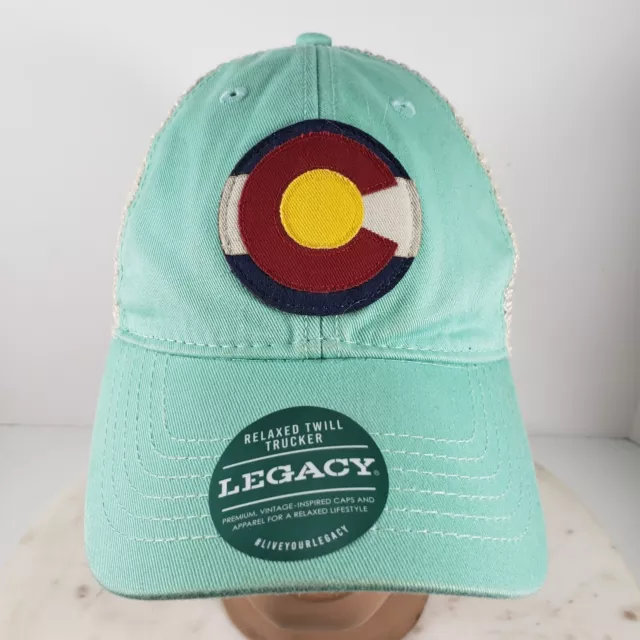 Colorado Flag Hat C Patch Cap Green Mesh Legacy Snapback Adjustable