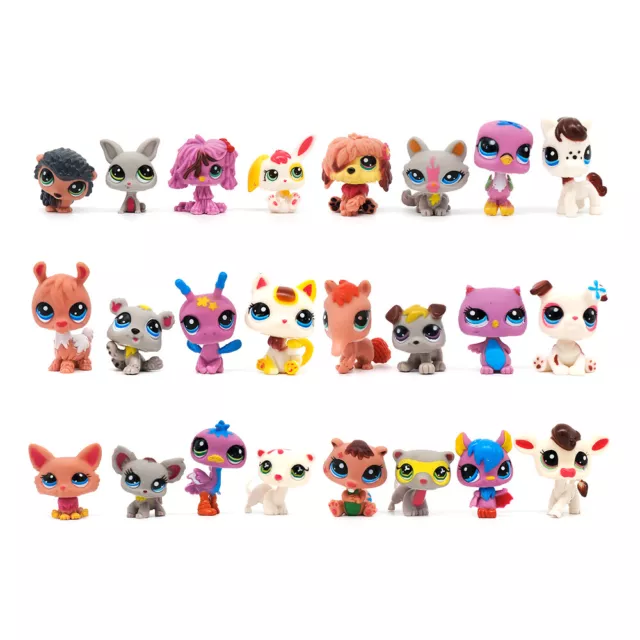24PCS SET LITTLEST PET Shop Cat Dog Animals LPS Toys 6cm PVC Doll