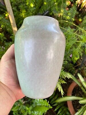 Hampshire Pottery Arts Crafts Curdled Glaze 6.25" # 18/2 Signed Vase green matte