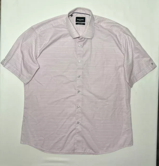 Maceoo Shirt Mens 6 XXL 2XL Short Sleeve Button Up Pink Casual