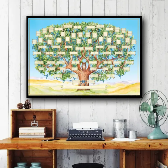 Family Tree Diagram Genealogy Fillable Chart Wall Hanging Poster DIY Home Decor