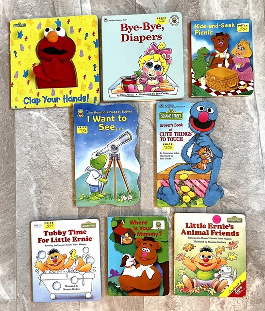 Lot of 8 Sesame Street Elmo Ernie Muppet Babies Grover Board Books vintage