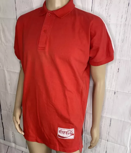 VINTAGE COCA COLA Polo Shirt 80s Retro Logo Short Sleeve Men Sz L ...