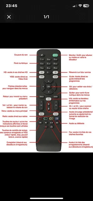 Télécommande Originale Orange IHD 92 - Neuve, Pour Décodeur TV, Couleur Orange