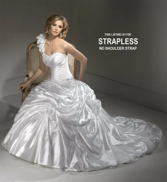 $1499💕 MAGGIE SOTTERO 8 White Organza Strapless Corset Wedding Dress ...