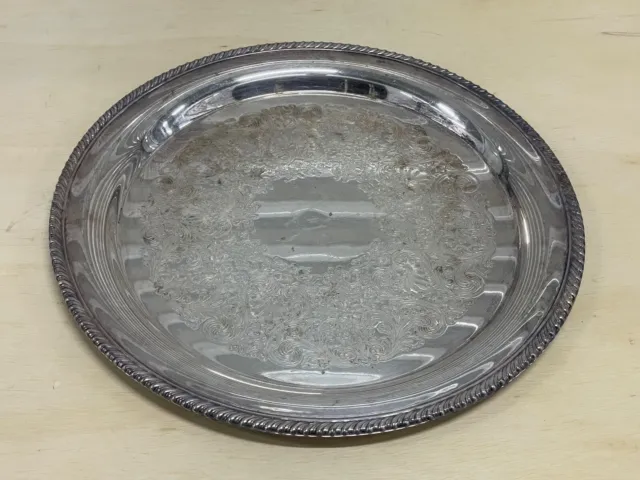 WM William ROGERS 272 Vintage Silver Plated | 15"W x 3/4”H | Round Serving Tray