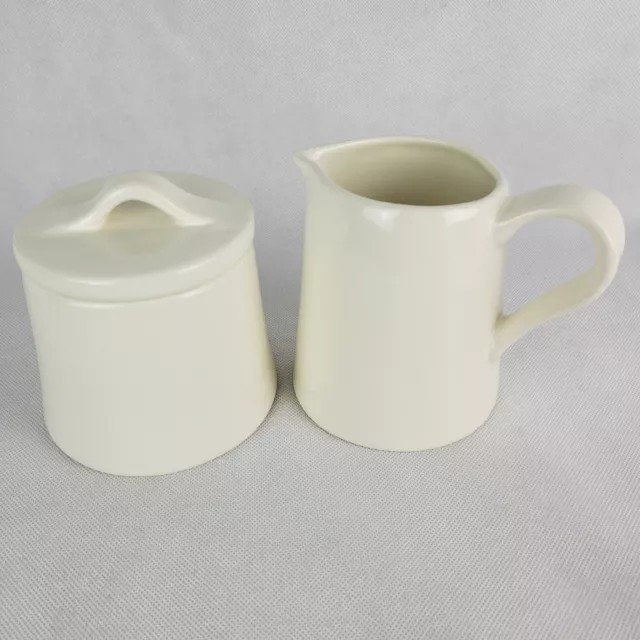 Pottery Barn Barbara Eiger Ceramic Lidded Sugar Bowl & Creamer Set Studio Cream