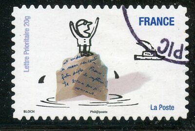 TIMBRE FRANCE AUTOADHESIF OBLITERE // SOURIRES DESSINS DE SERGE BLOCH N° 475 