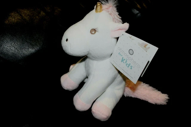 Doudou peluche licorne rose blanc et or doré ATMOSPHERA for kids NEUF 21 cm