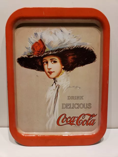 Vintage Coca-Cola Metal Serving Tray Hamilton King Girl Drink Delicious Coke