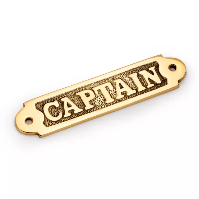 Maritimes Türschild Captain Schriftzug aus Messing 16x3.7cm Nautische Dekoration