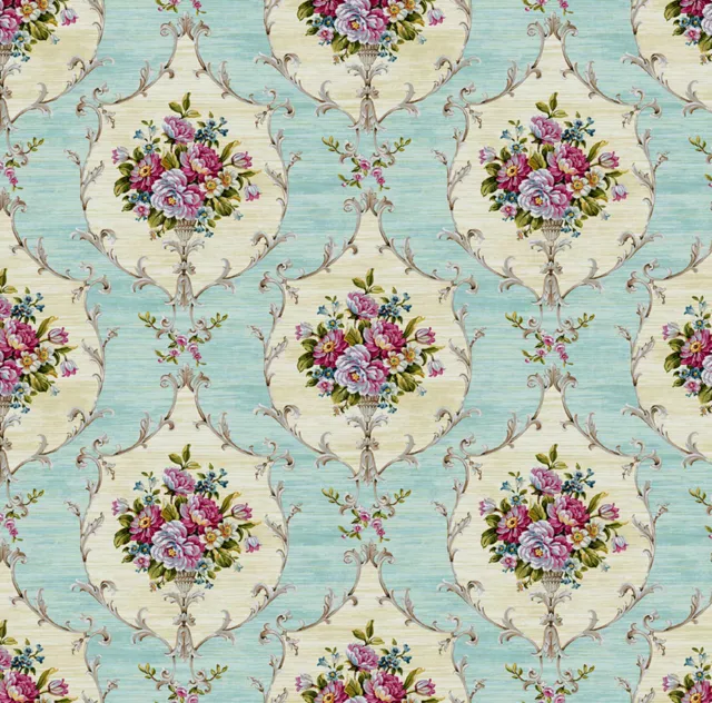 Dolls House Wallpaper 1/12th 1/24th scale Vintage Blue Floral Quality #910