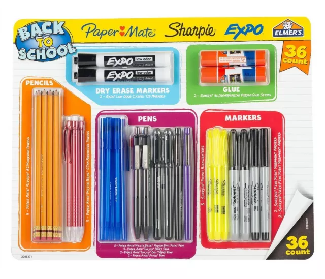 Ensemble essentiel Expo, Paper Mate et Sharpie rentrée scolaire, 36 pièces